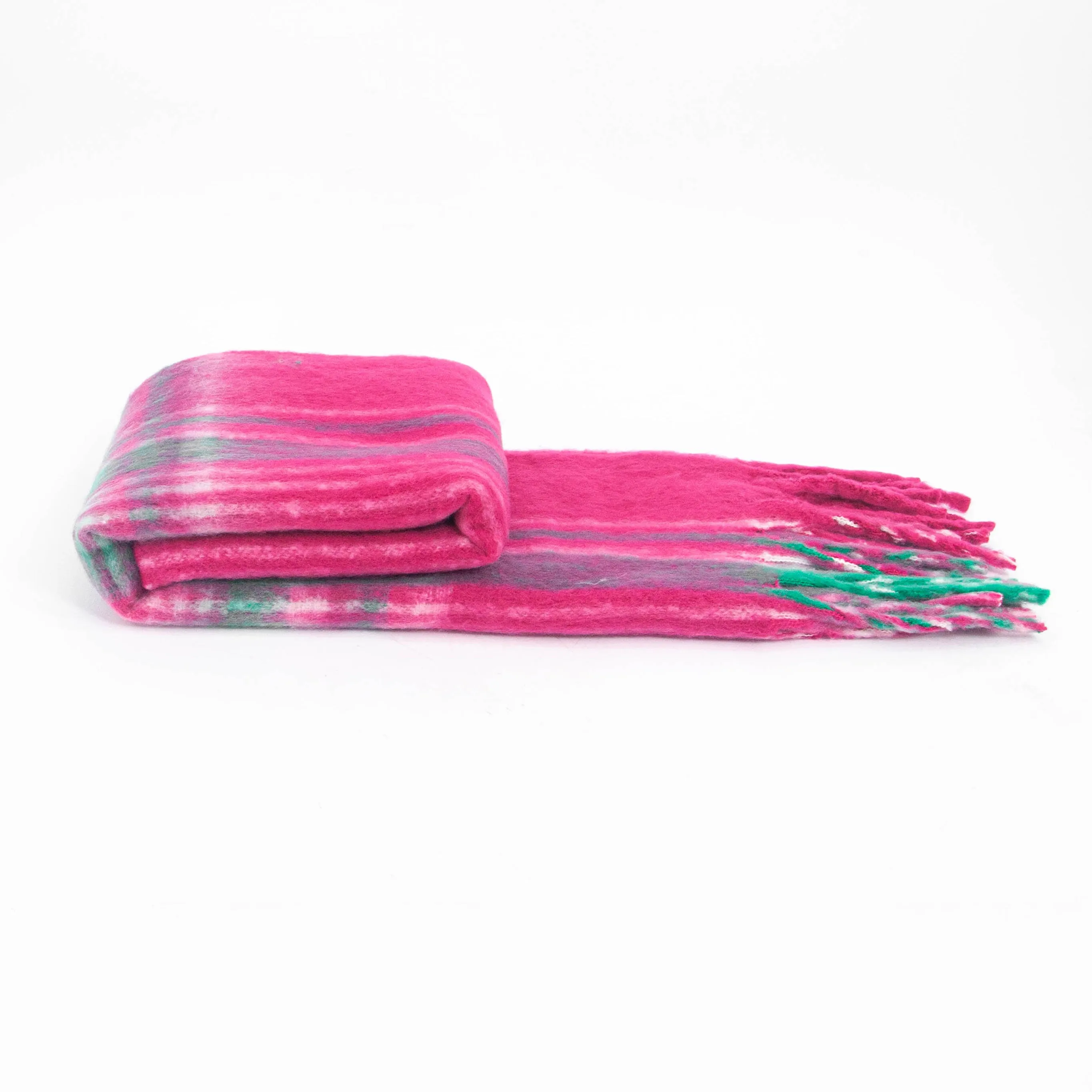 Amy Heavyweight Scarf - Fuchsia, Traditional Check