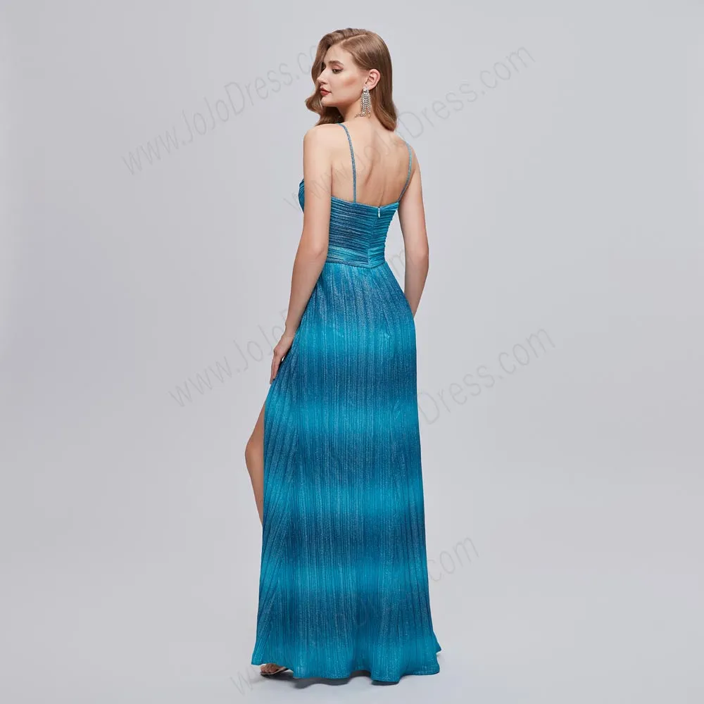 Blue Ombre Maxi Formal Prom Evening Dress EN5203
