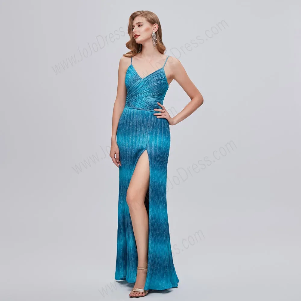 Blue Ombre Maxi Formal Prom Evening Dress EN5203