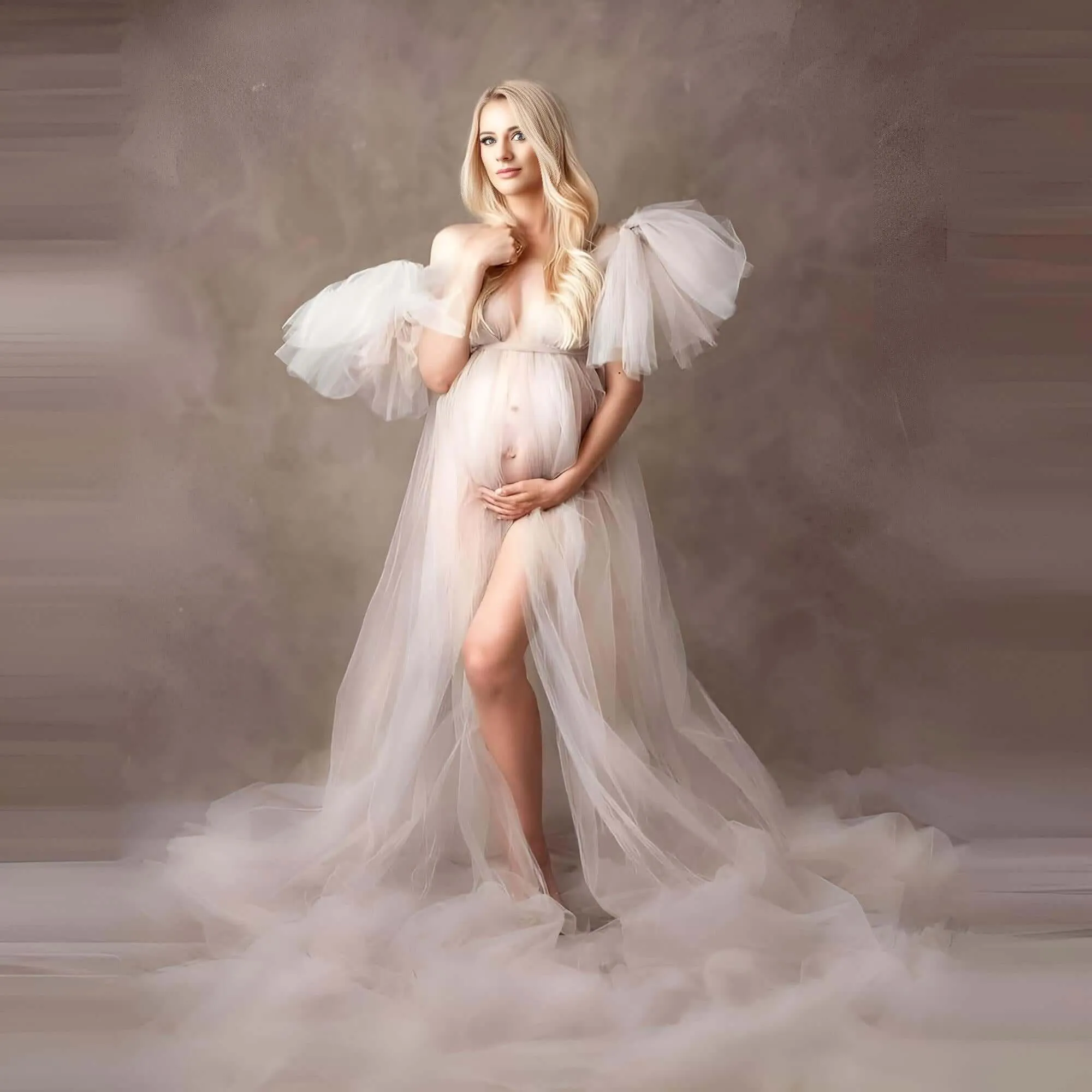 Elegant Soft Tulle Maternity Dress