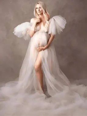 Elegant Soft Tulle Maternity Dress