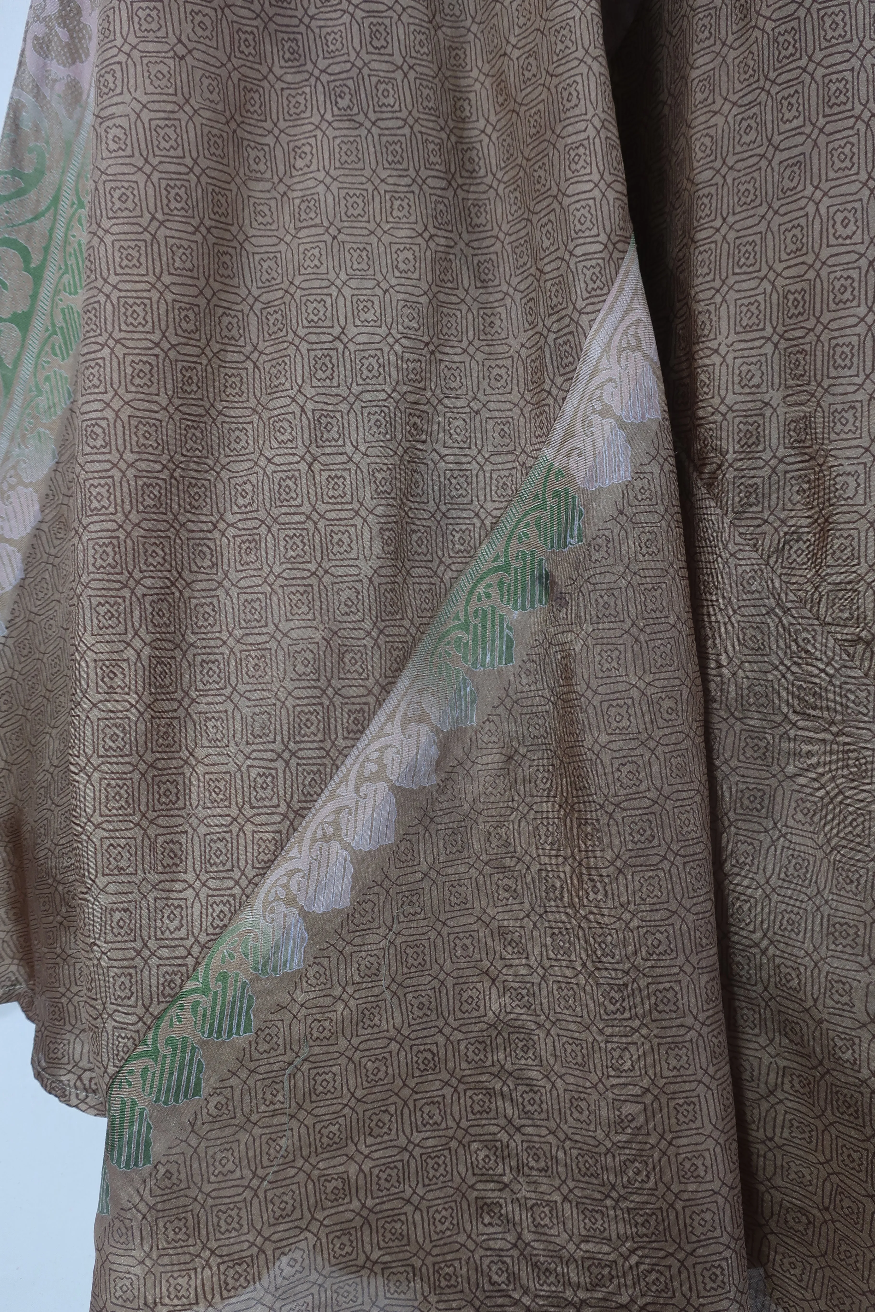 Goddess Dress - Slate and Garnet Ombre - Indian Pure Silk Sari - Free Size