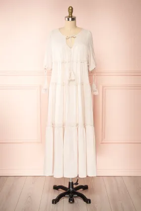 Kieu Beige | Flowy Layered Midi Dress
