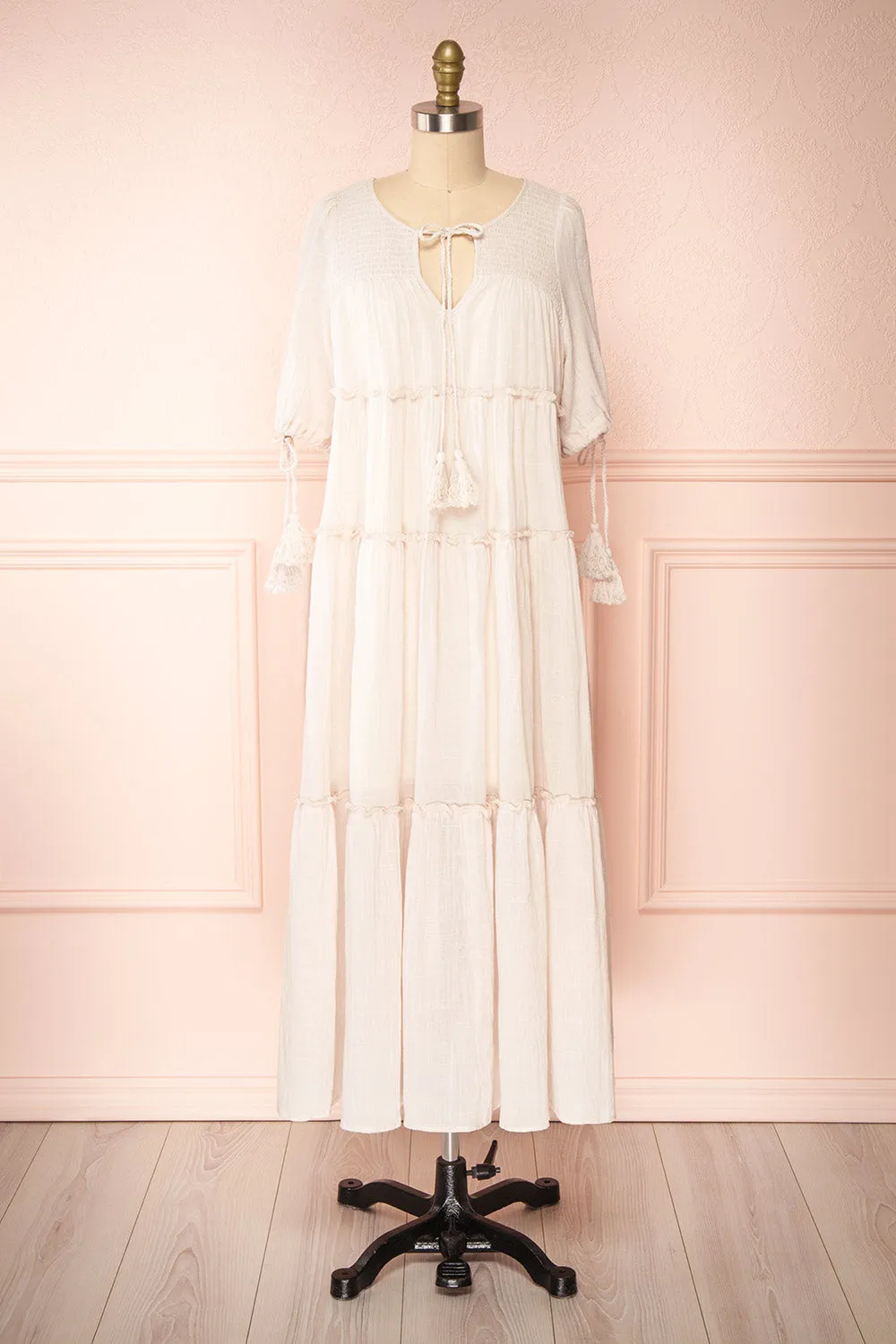 Kieu Beige | Flowy Layered Midi Dress