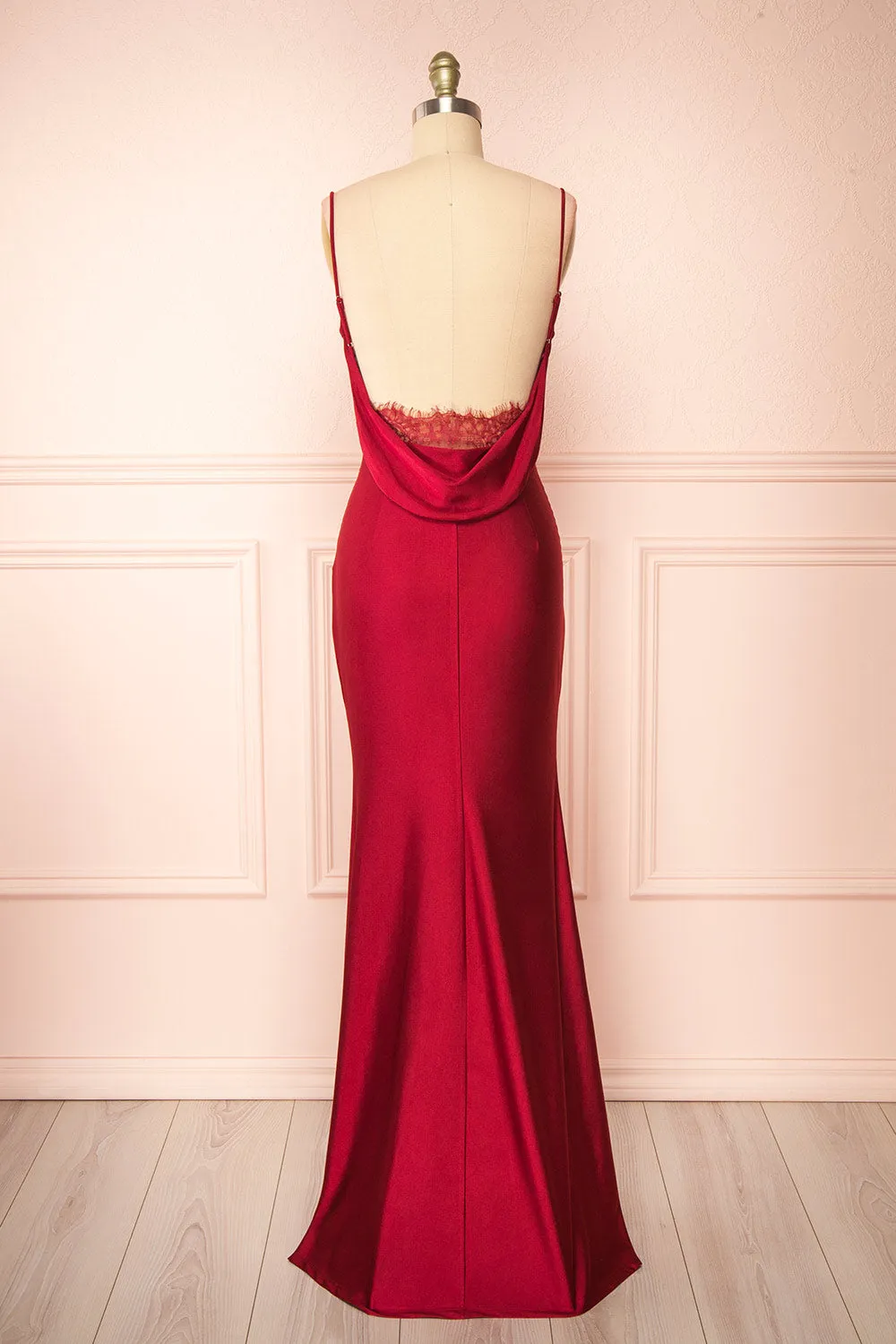 Kristen Burgundy | Fitted Maxi Dress w/ Cowl Neck