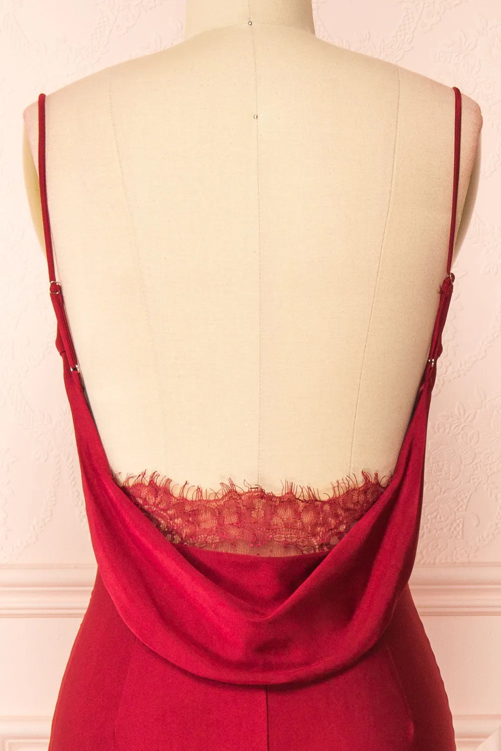 Kristen Burgundy | Fitted Maxi Dress w/ Cowl Neck