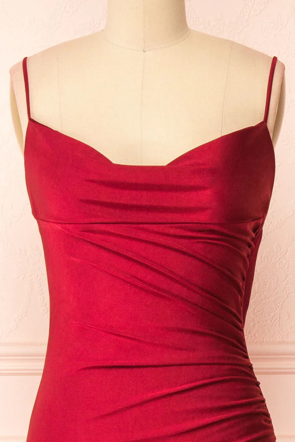 Kristen Burgundy | Fitted Maxi Dress w/ Cowl Neck