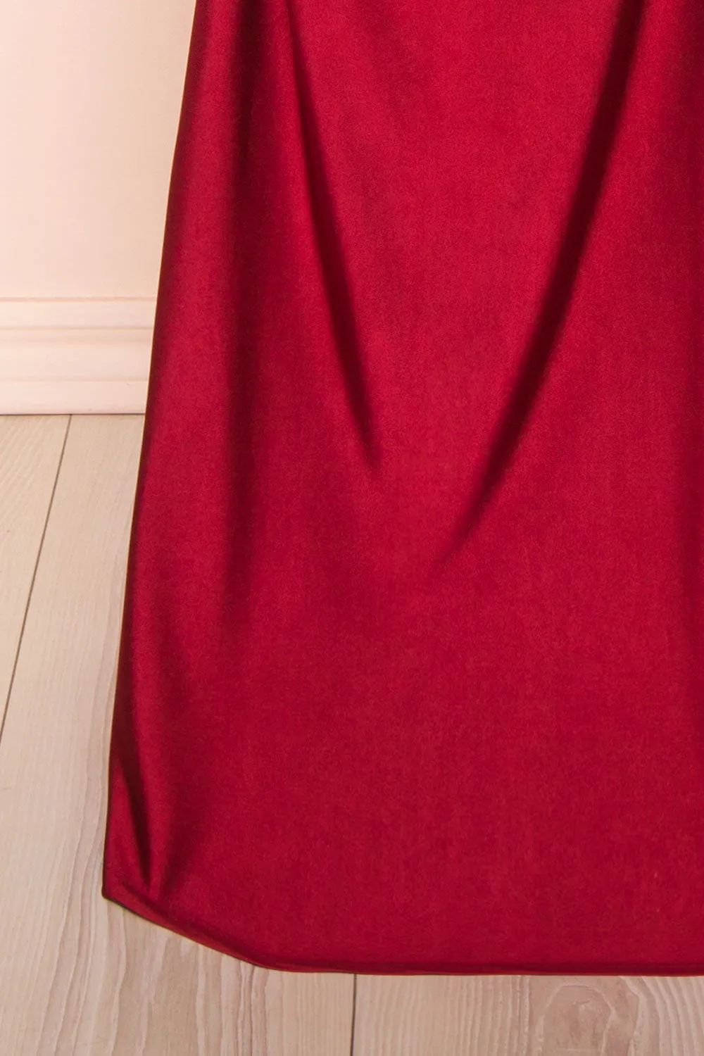 Kristen Burgundy | Fitted Maxi Dress w/ Cowl Neck