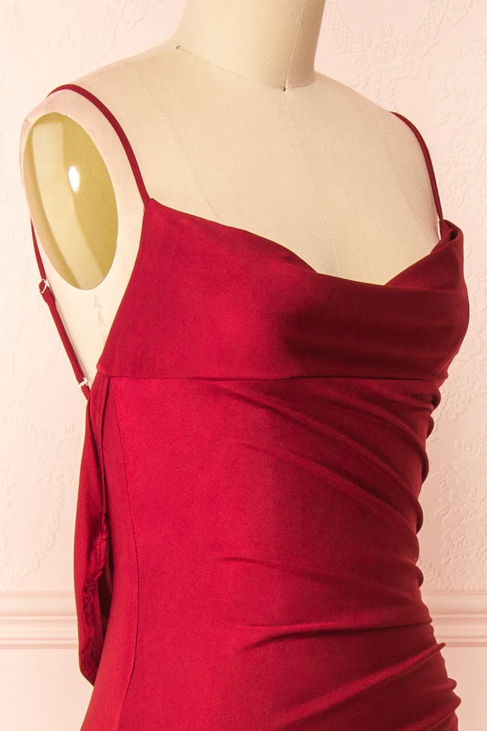 Kristen Burgundy | Fitted Maxi Dress w/ Cowl Neck