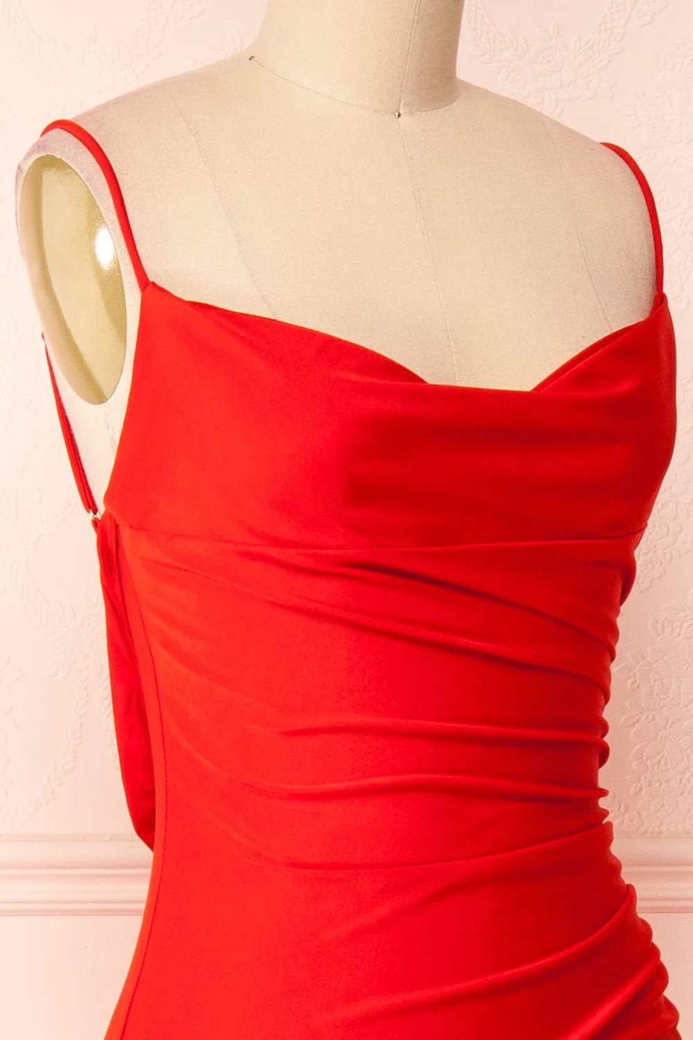 Kristen Red | Fitted Maxi Dress w/ Cowl Neck
