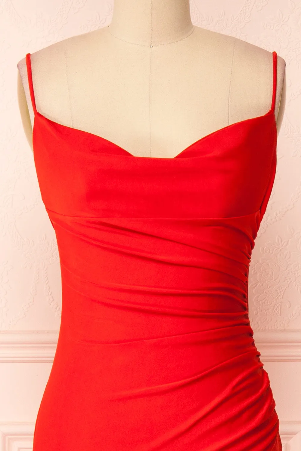 Kristen Red | Fitted Maxi Dress w/ Cowl Neck