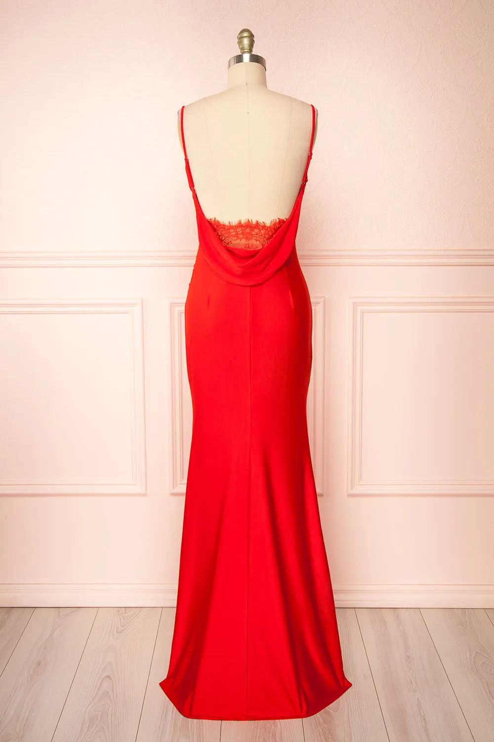 Kristen Red | Fitted Maxi Dress w/ Cowl Neck