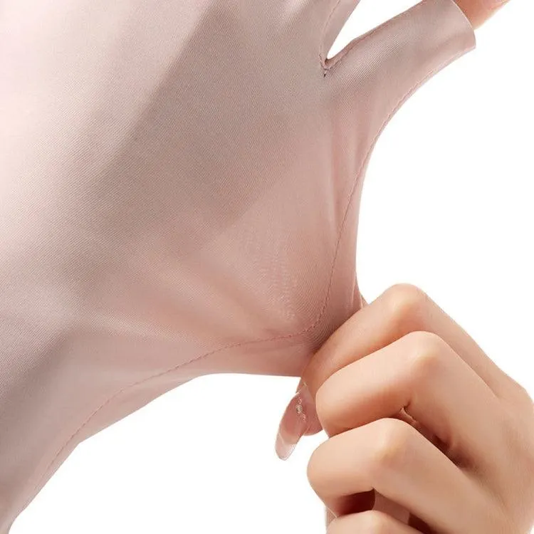 Ladies Stylish UV Block Half Finger Ice Silk Sunscreen Gloves