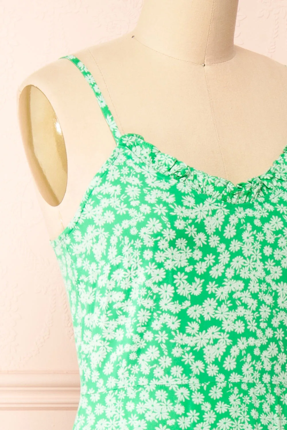 Loranda Green | Colourful Midi Dress w/ Ruffles