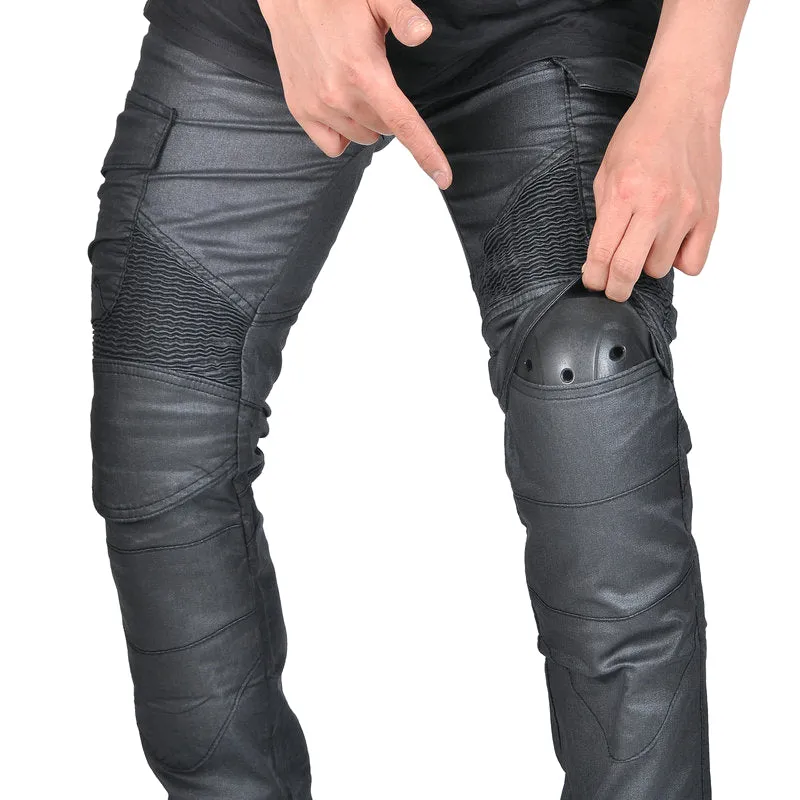 Men's Motorcycle Coated Multi-Pocket Riding Pants