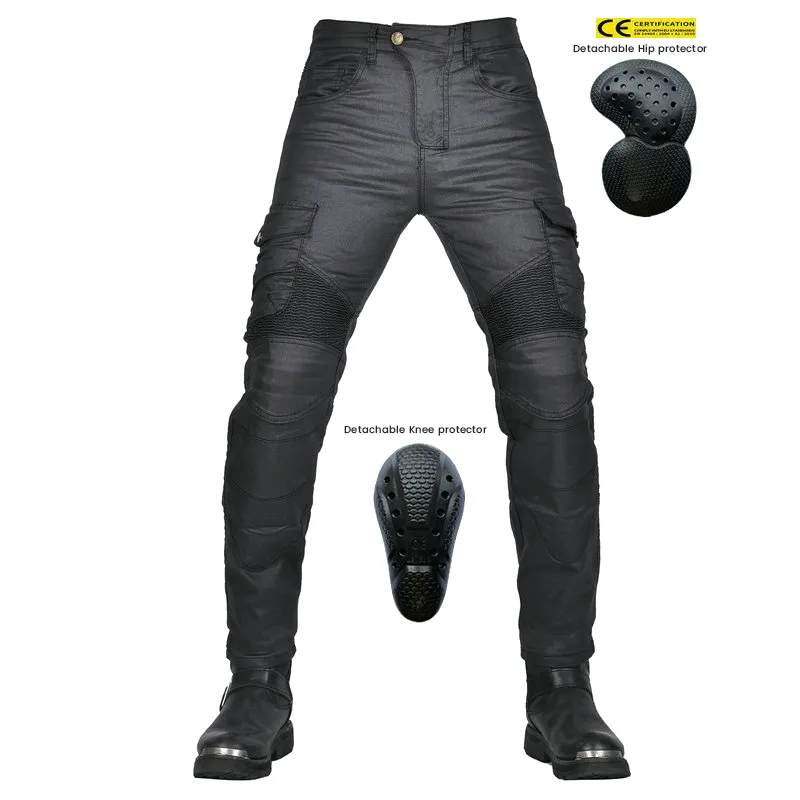 Men's Motorcycle Coated Multi-Pocket Riding Pants