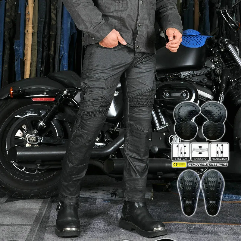 Men's Motorcycle Coated Multi-Pocket Riding Pants