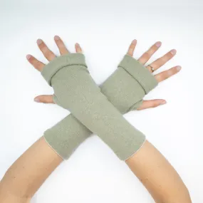 Neutral Sage Green Fingerless Gloves