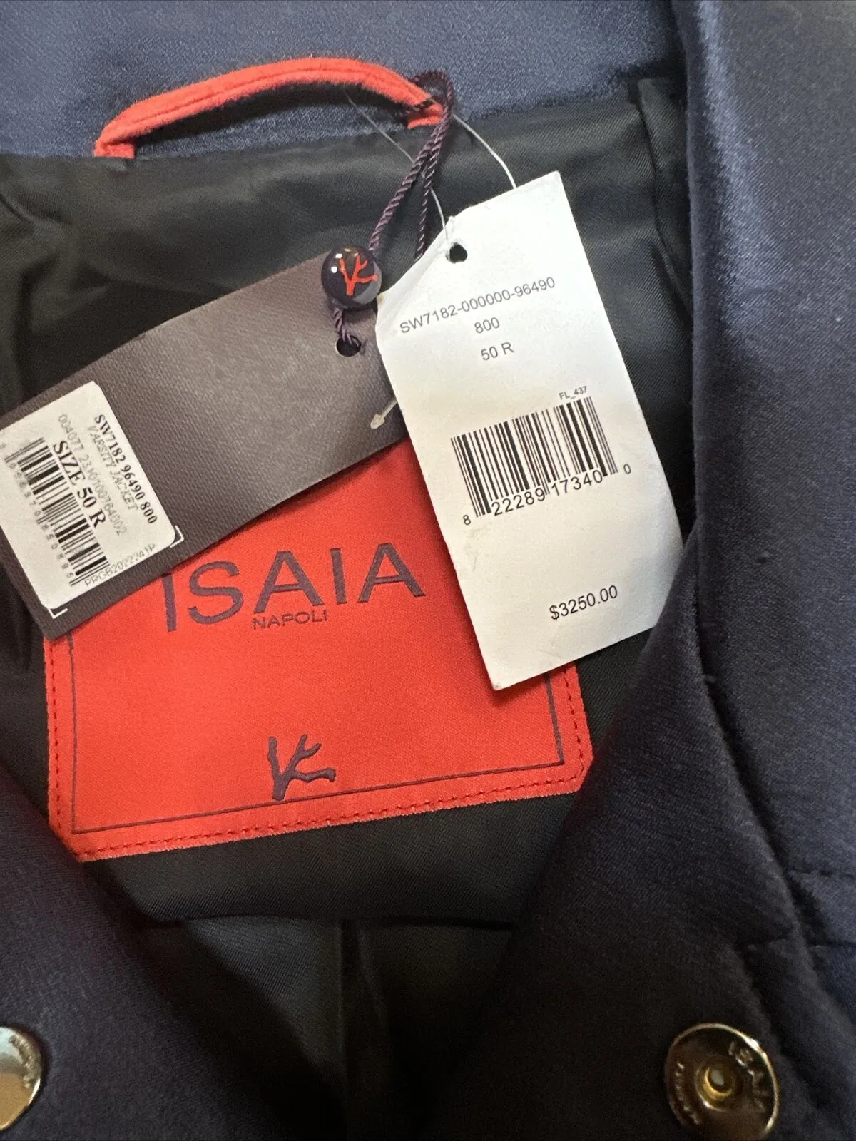 New $3250 Isaia Men’s Wool & Silk Jacket Coat DK Blue 40R US/50R Eu Italy