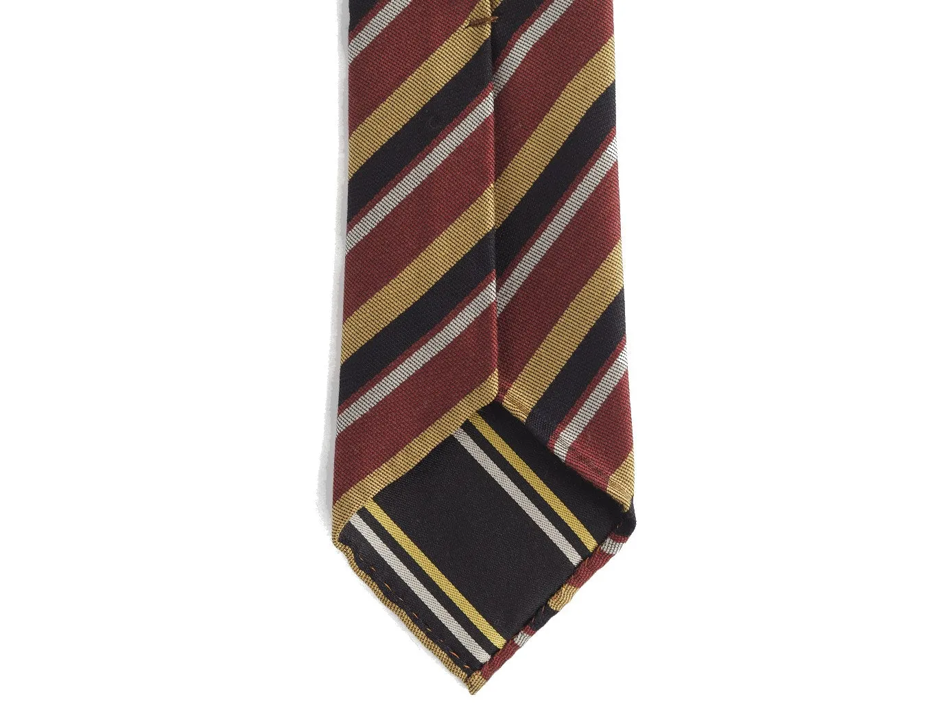Silk Tie Thin Repp Stripe Red & Gold
