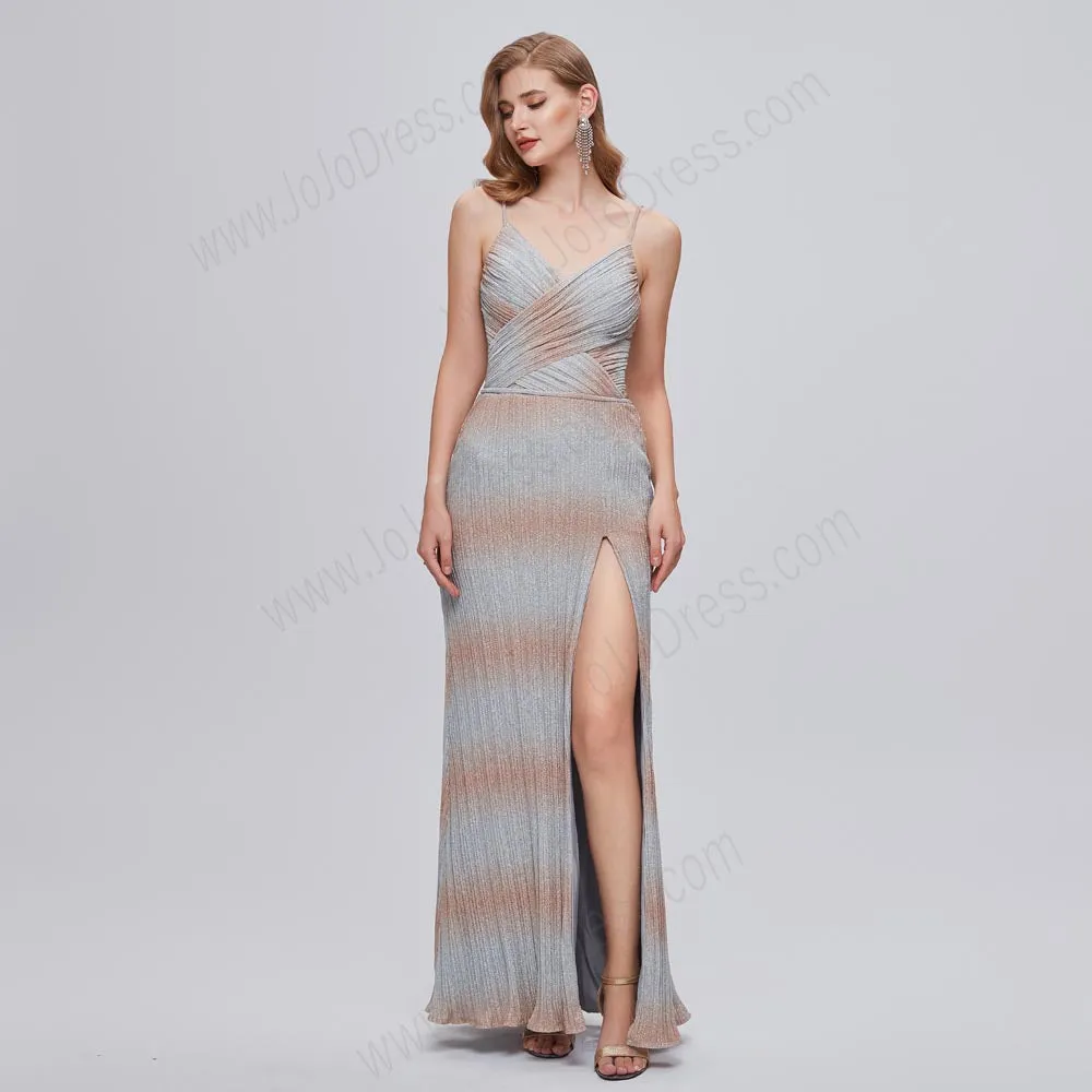 Silver Ombre Maxi Formal Prom Evening Dress EN5203
