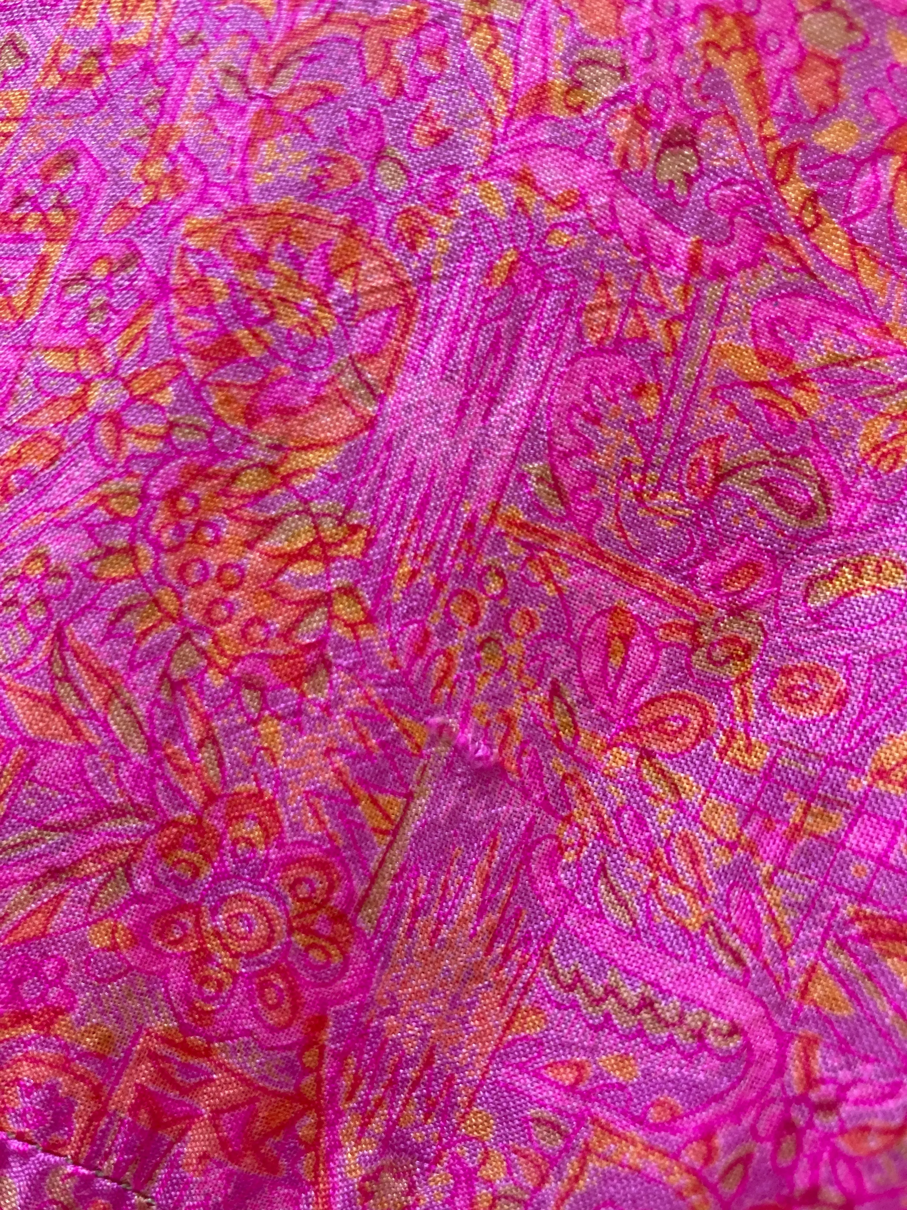 Siren Maxi Dress - Barbara Pink Paisley Maze - Vintage Indian Silk - M/L