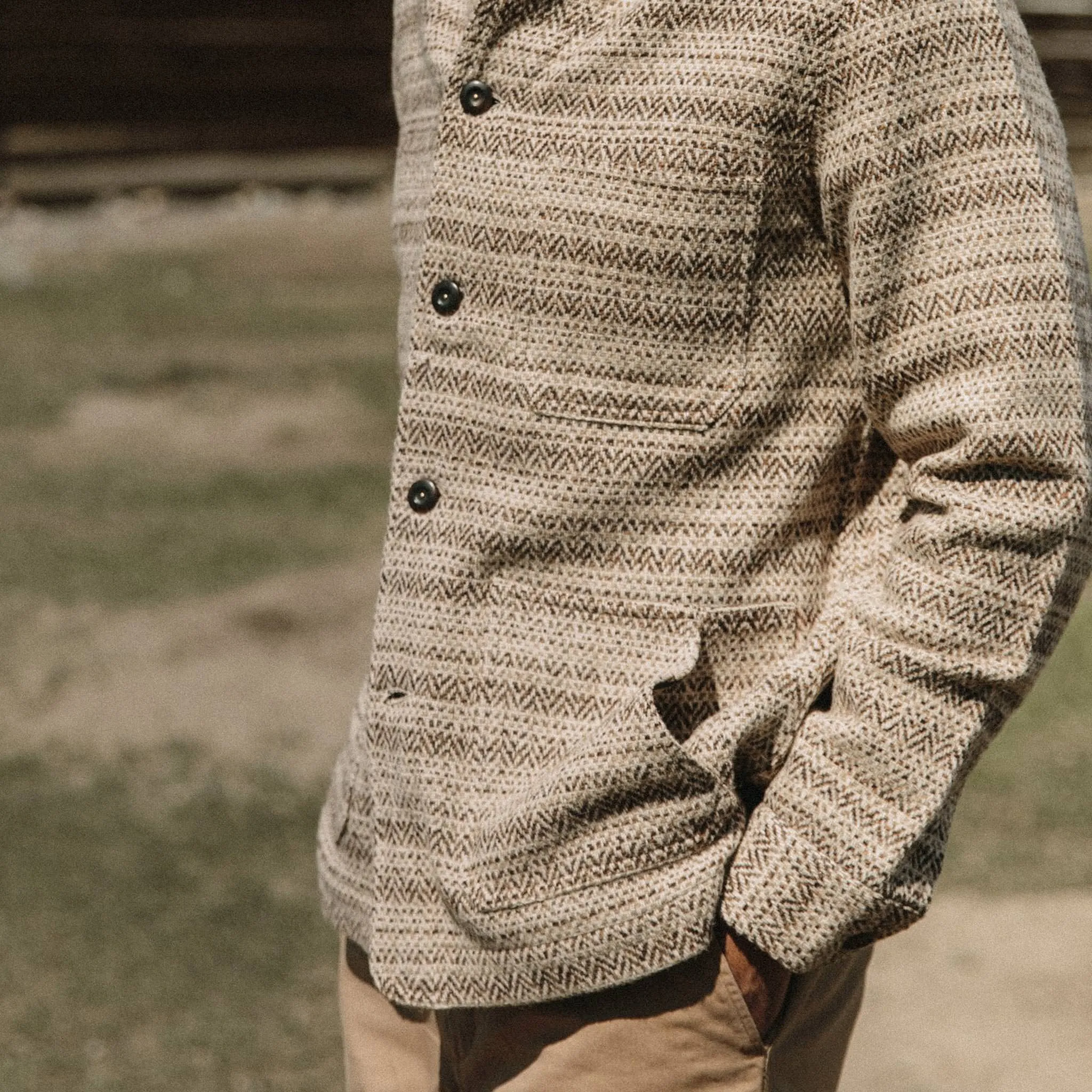 The Ojai Jacket in Espresso Herringbone Wool